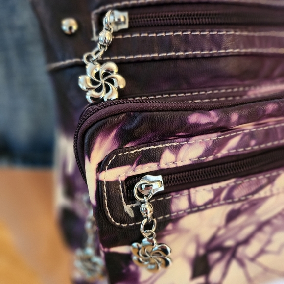 Angel Barcelo Vegan Purple Tie-Dye Crossbody Bag EUC - Picture 5 of 16